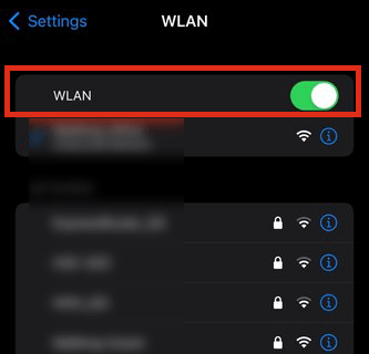 turn off and on WLAN on iPhone