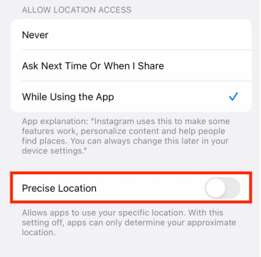 turn off precise location