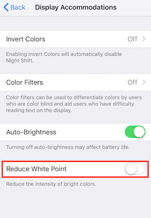 turn off reduce white off