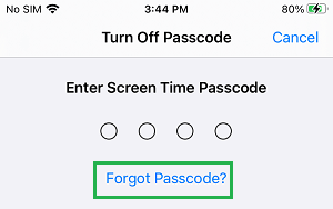 turn off screen time forgot passcode