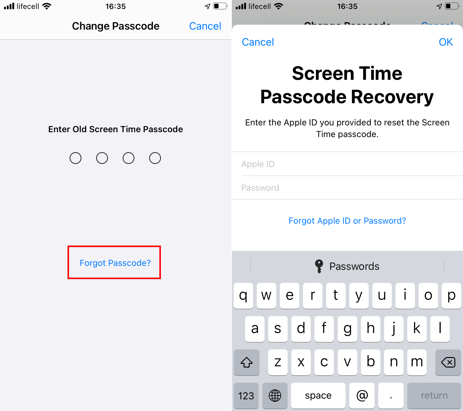 turn off Screen Time passcode
