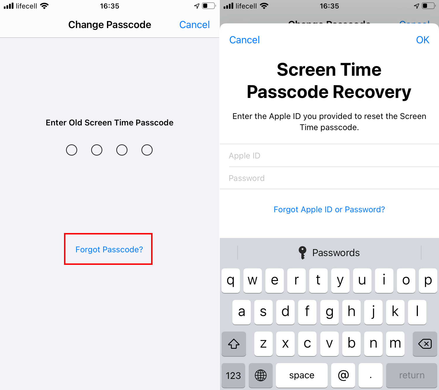 turn off screen time passcode