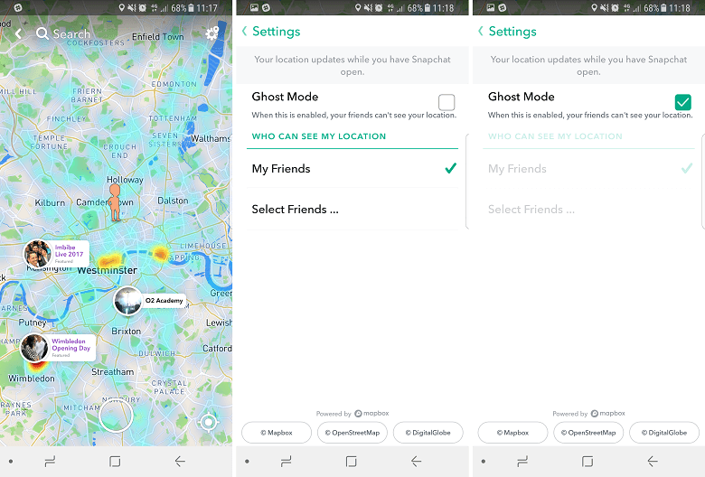 Desactivar el mapa de Snapchat