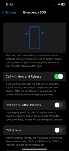 turn off sos on iphone via settings