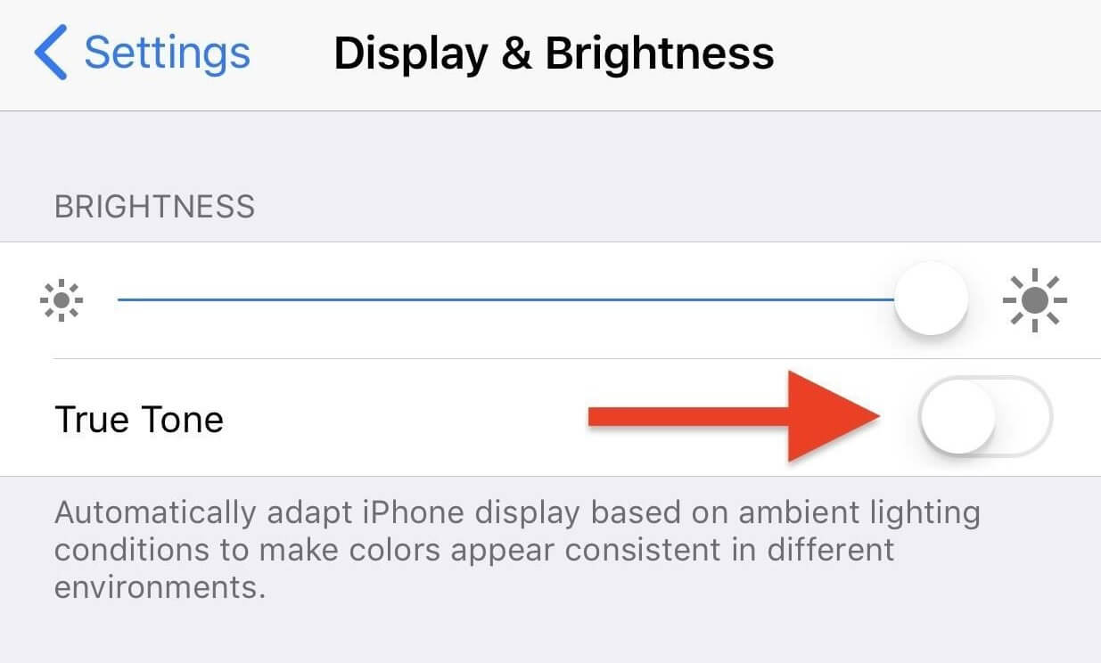 turn off iPhone true tone