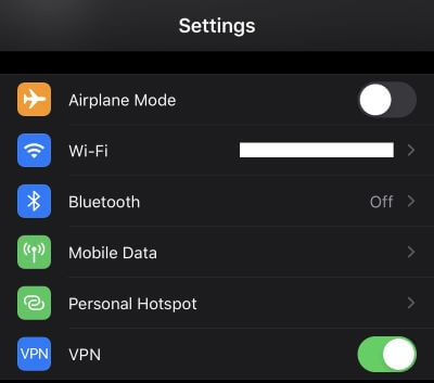 turn off vpn on iPhone