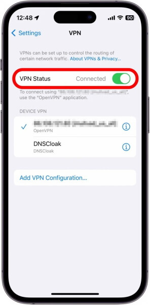 turn off vpn on iphone