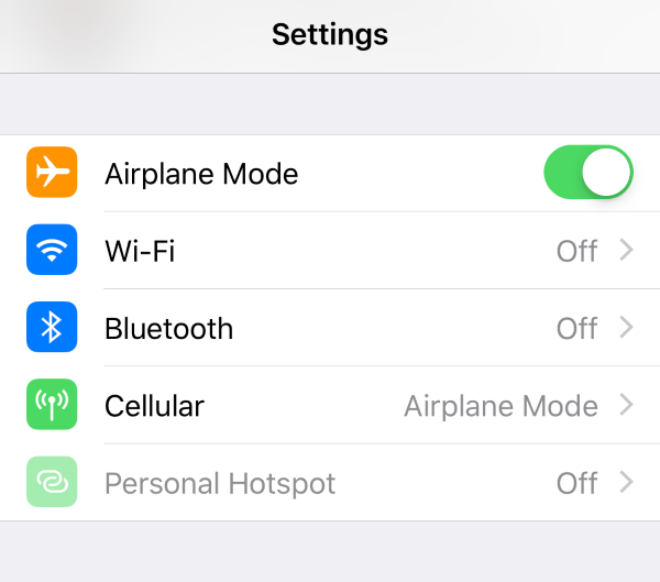 turn airplane mode on and off