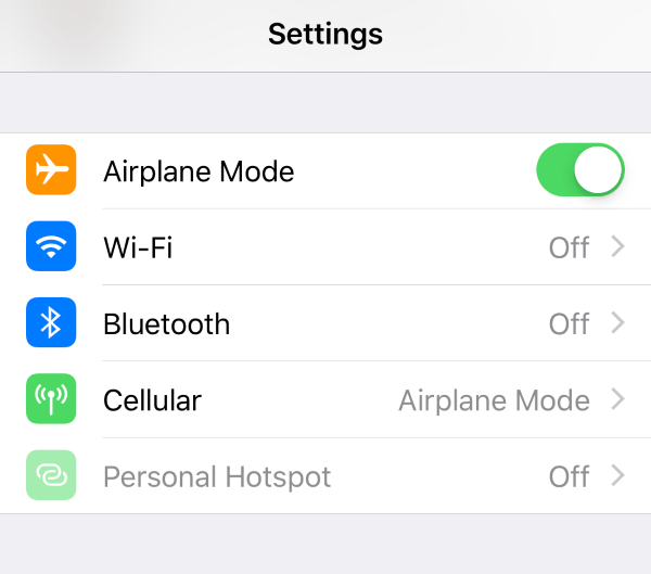 turn on airplane mode