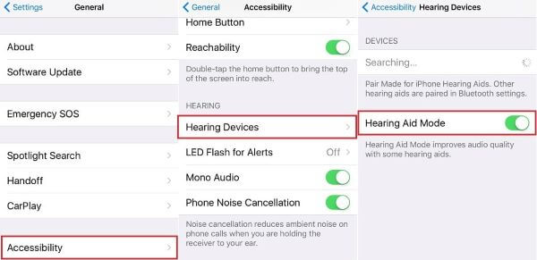turn on iPhone hearing aid mode