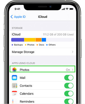 how to enable photos sync with iCloud