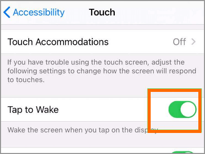 turn on iPhone tap to wake