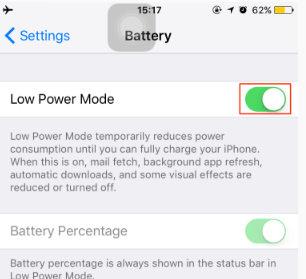 turn off iPhone low power mode