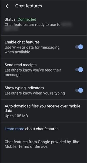 turn on rcs messages android