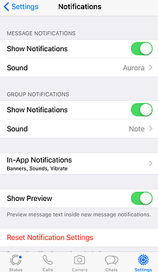 turn on show preview on WhatsApp