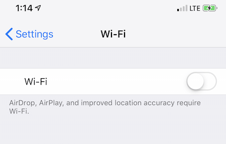 turn iPhone wifi off and on