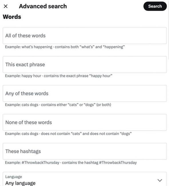 twitter advanced search words