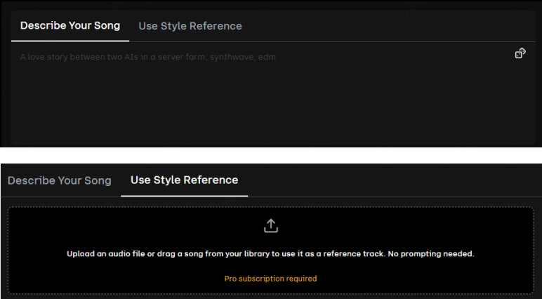 udio prompt interface