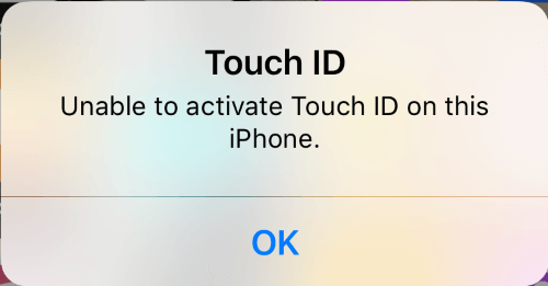 unable to activate touch id on this iPhone