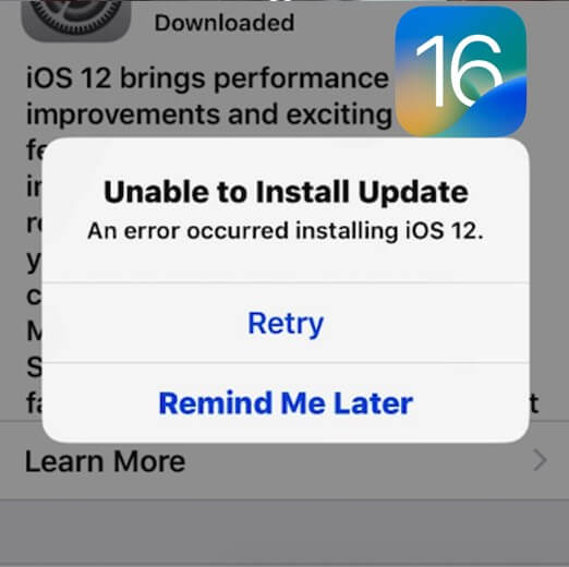 unable to install update iOS