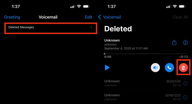 undelete voicemail on iPhone
