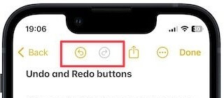 undo and redo feature in apple notes