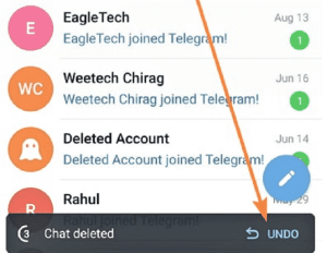 restore Telegram char history with undo delete feature
