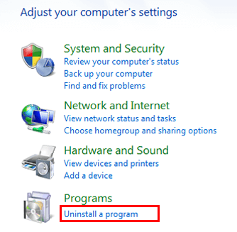 uninstall program windows