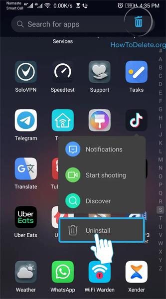 uninstall tiktok android