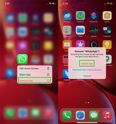 uninstall WhatsApp from iPhone