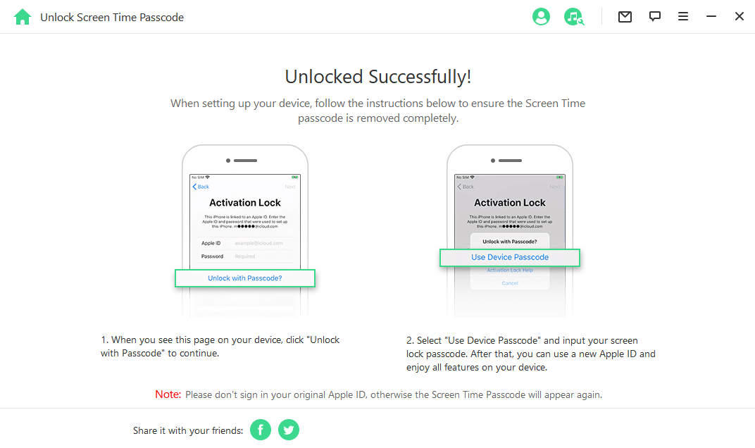 unlock successfully screen time family sharing