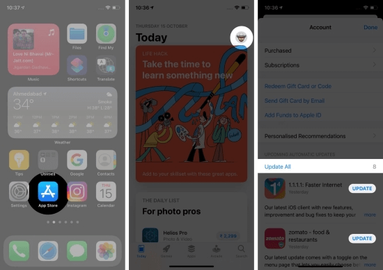 mettre à jour les applications sur l'iphone