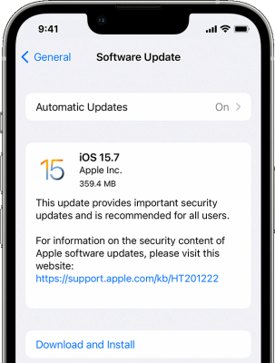 update ios 15.7