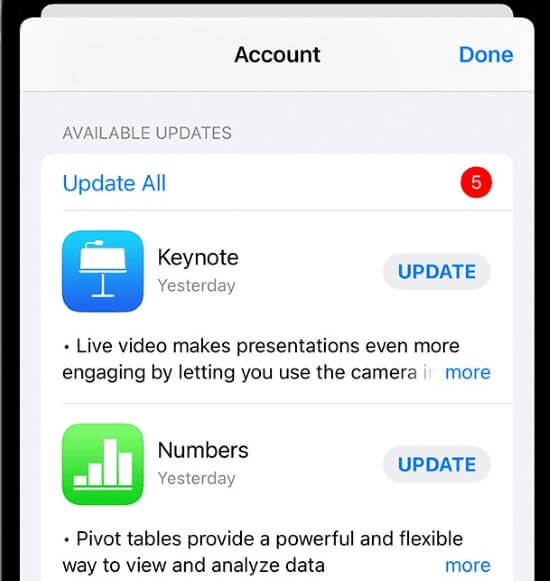 update iPhone apps