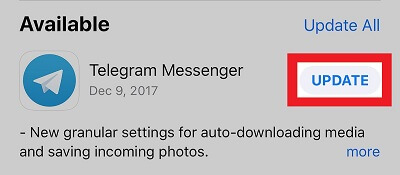 update telegram on iphone