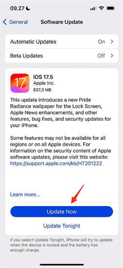 update to ios 17.5