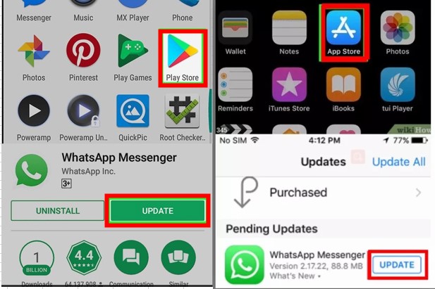 update whatsapp on iPhone Android