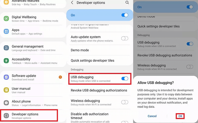 enable USB Debugging to use wootechy mirrordisp