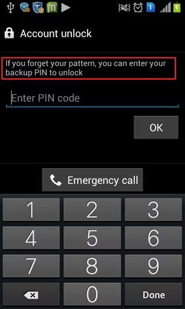 use backup pin on android