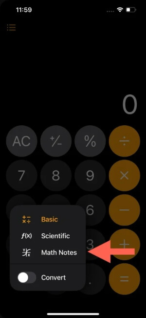use math notes on caculator app