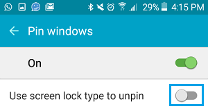 use screen lock type to unpin