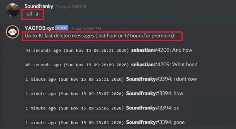 use YAGPDB bot to see deleted messages on Discord
