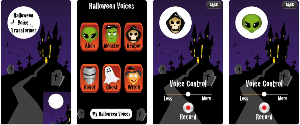 User interface of  Halloween voice transformer