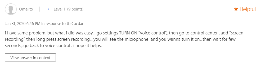 use comment to fix voice control not working on iPhone
