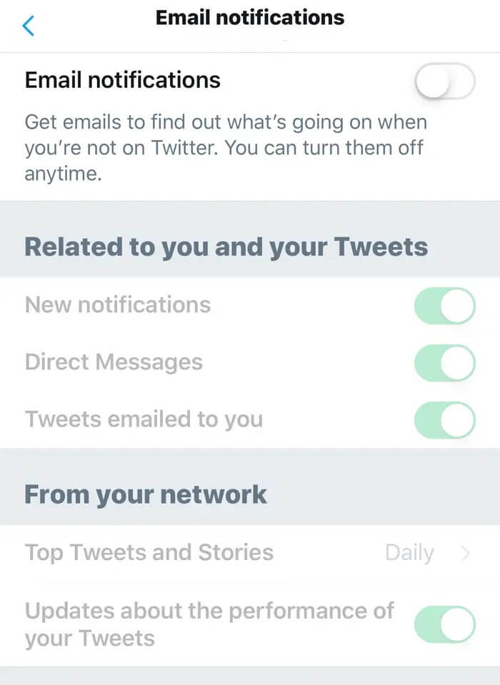 verify email notification settings on twitter