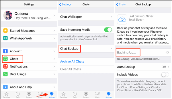 whatsapp backup icloud