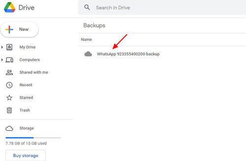 google drive whatsapp backup location