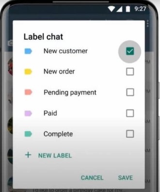 whatsapp business contacts lable