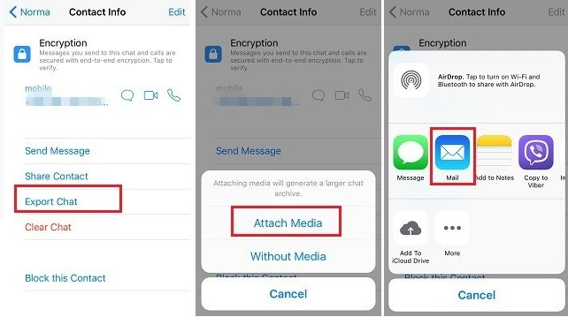 WhatsApp backup on iphone via email