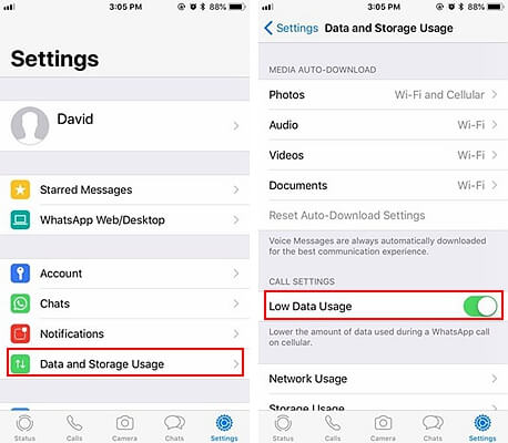 WhatsApp low data usage